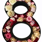 Flower box 8 elegant cu camelii crem și decorațiuni ceramice