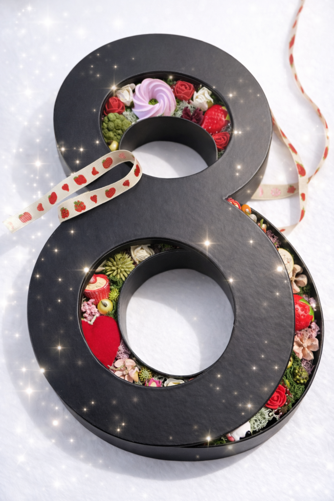 Flower box luxury cifra 8 - detaliu trandafir criogenat premium