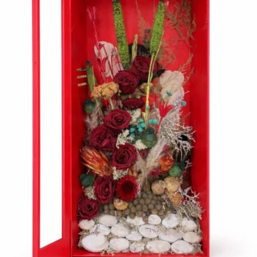 Flower box Natural Elegance - cutie roșie mat cu gemuleț