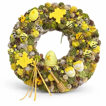 Coroniță Honey Garden cu elemente ceramice apicole