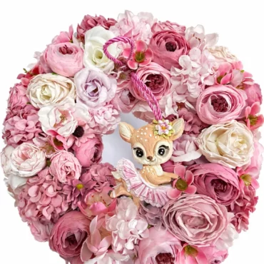 Coroniță elegantă Pink Blossom - detaliu flori premium